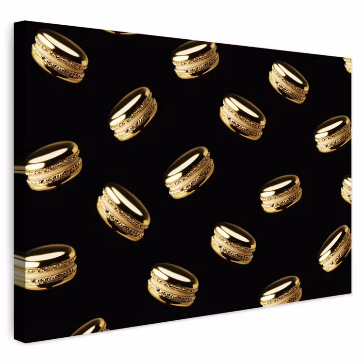 Buiten canvas - Macarons - Patroon - Goud - Zwart — 1
