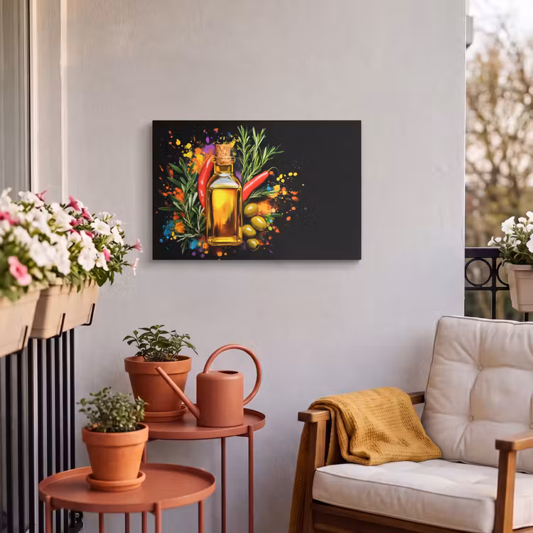 Buiten canvas - Olijfolie - Graffiti - Peper - Olijven - Modern — 4
