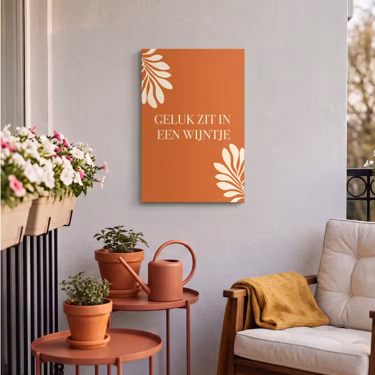 Buiten canvas - Oranje - Wijntje - Quote — 4