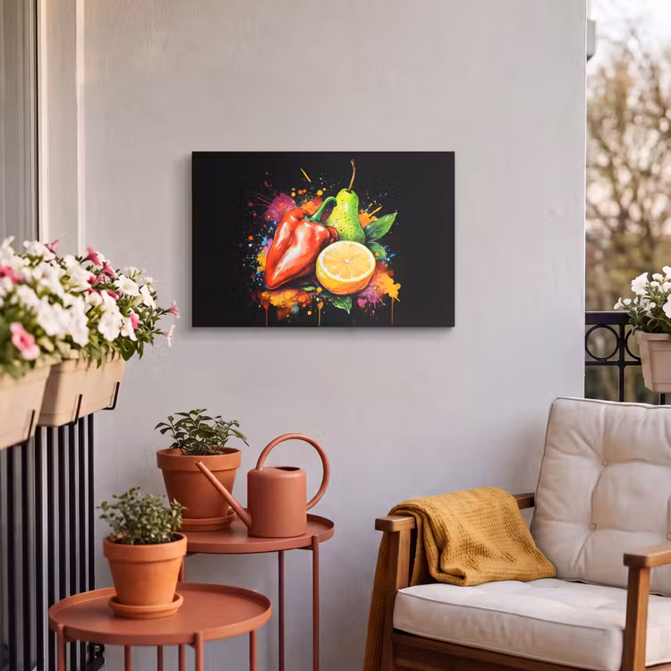 Buiten canvas - Paprika - Peer - Citroen - Graffiti - Verf - Abstract — 4