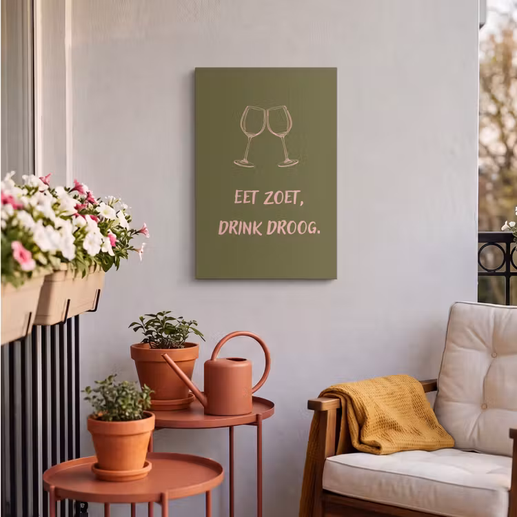 Buiten canvas - Roze - Groen - Wijn - Quote — 4