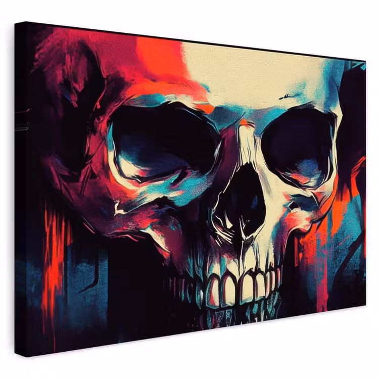 Buiten canvas - Schedel - Abstract - Rood - Blauw - Graffiti — 1