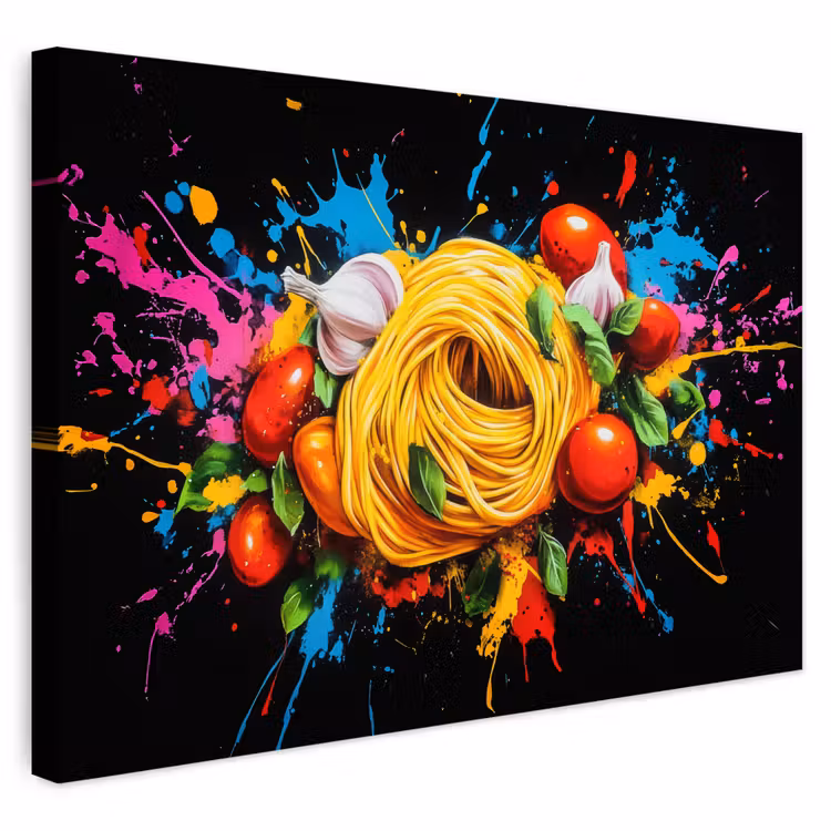 Buiten canvas - Spaghetti - Graffiti - Verf - Kleurrijk - Eten - Modern — 1