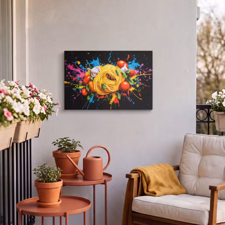 Buiten canvas - Spaghetti - Graffiti - Verf - Kleurrijk - Eten - Modern — 4