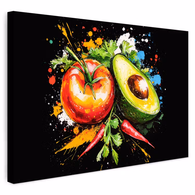 Buiten canvas - Tomaat - Avocado - Peper - Graffiti - Verf - Modern — 1