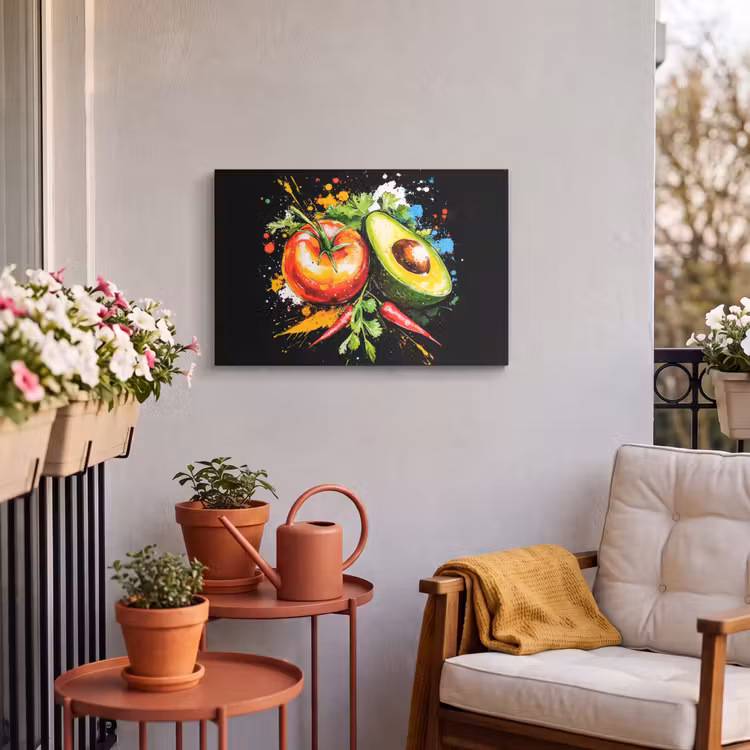 Buiten canvas - Tomaat - Avocado - Peper - Graffiti - Verf - Modern — 4