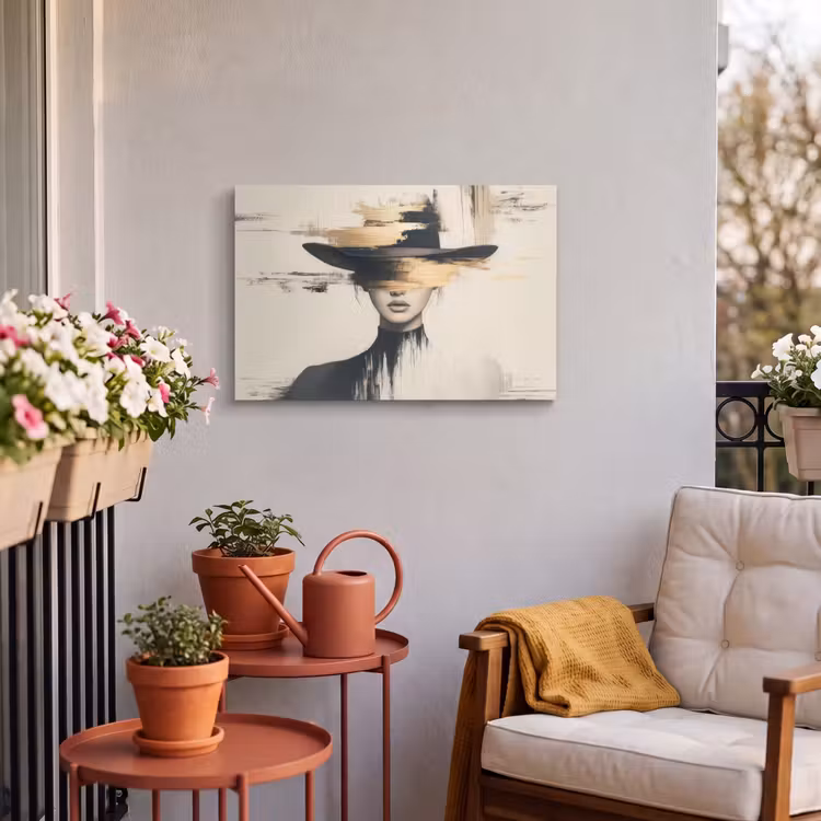 Buiten canvas - Vrouw - Hoed - Verf — 4
