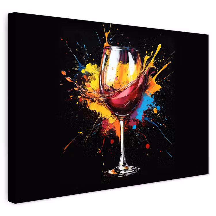 Buiten canvas - Wijn - Glas - Graffiti - Borrel - Rood - Verf — 1