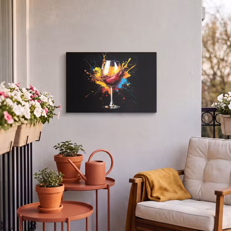 Buiten canvas - Wijn - Glas - Graffiti - Borrel - Rood - Verf — 4