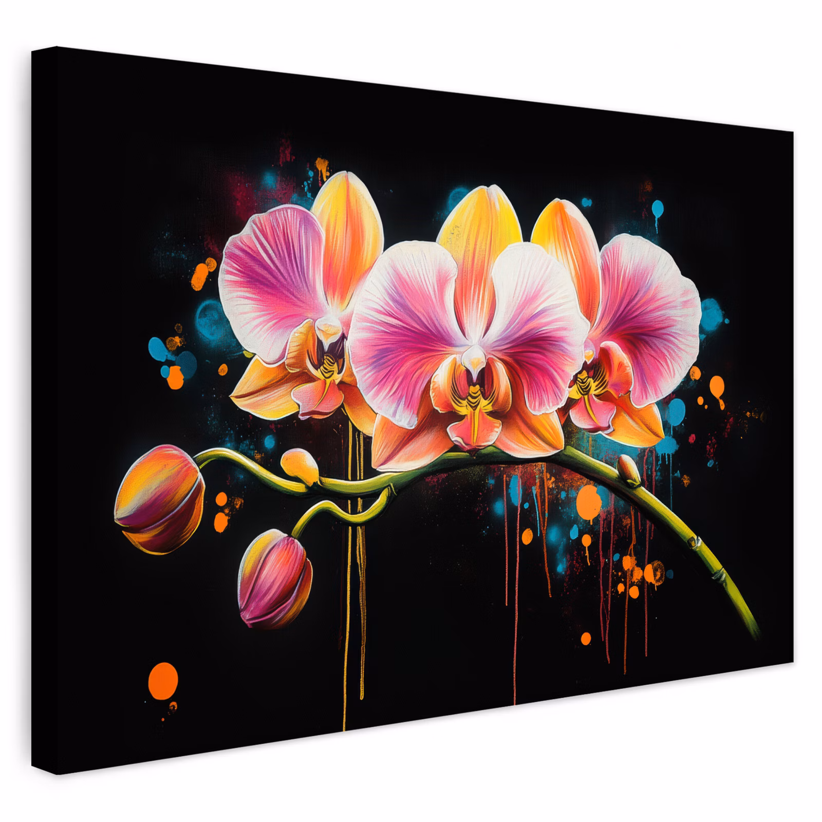 Buiten canvas - Orchidee - Graffiti - Kleurrijk - Bloemen - Abstract — 1