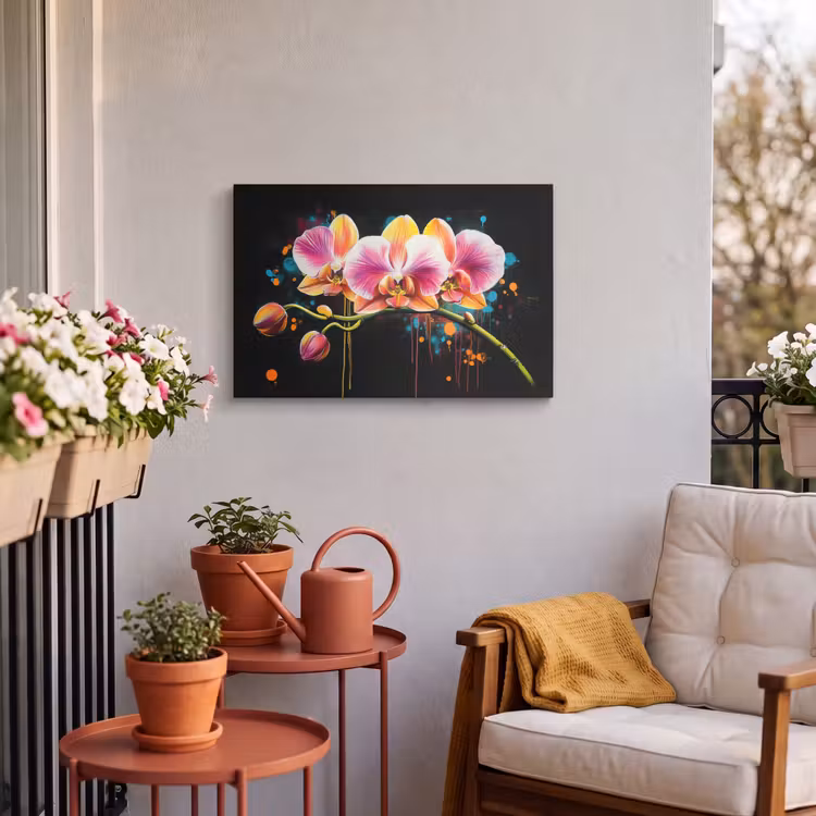 Buiten canvas - Orchidee - Graffiti - Kleurrijk - Bloemen - Abstract — 4