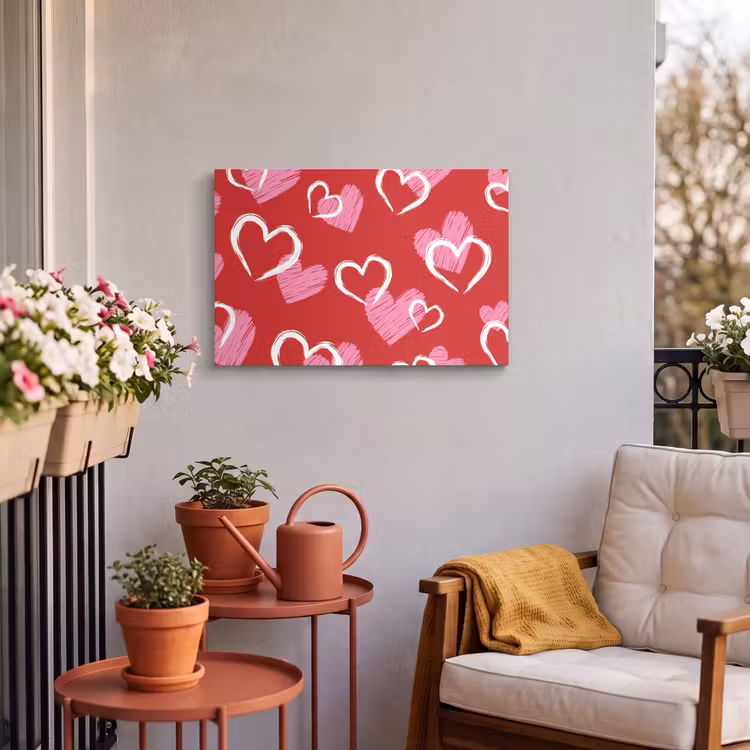 Buiten canvas - Patroon - Hartjes - Roze - Valentijn — 4