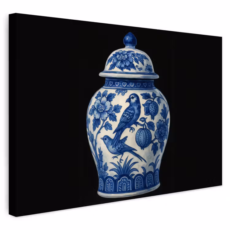 Buiten canvas - Pot - Delfts Blauw - Bloemen — 1