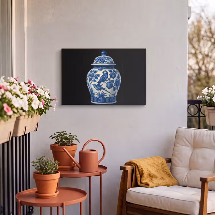 Buiten canvas - Pot - Delfts Blauw - Bloemen — 3