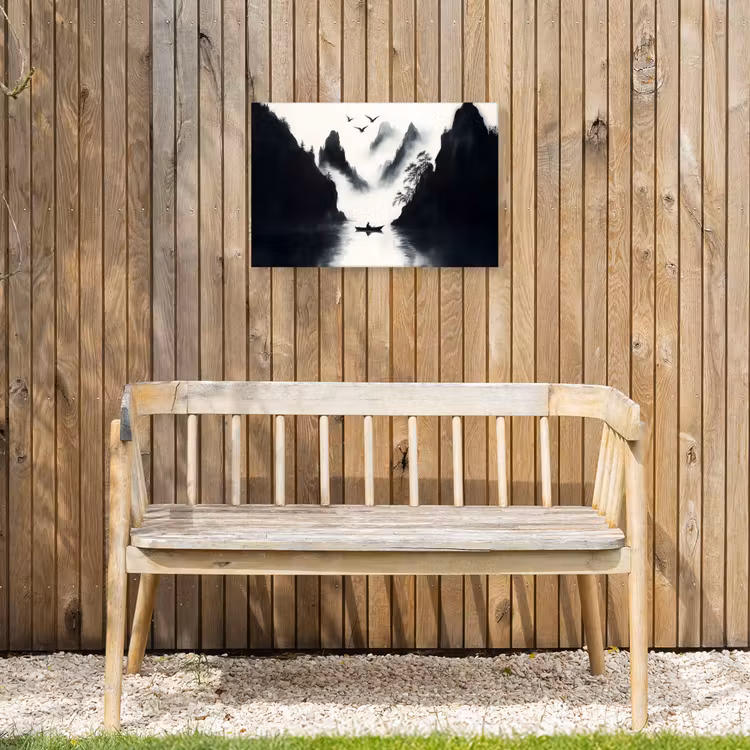Buiten canvas - Roeiboot - Mistig - Bergen - Vogels — 3