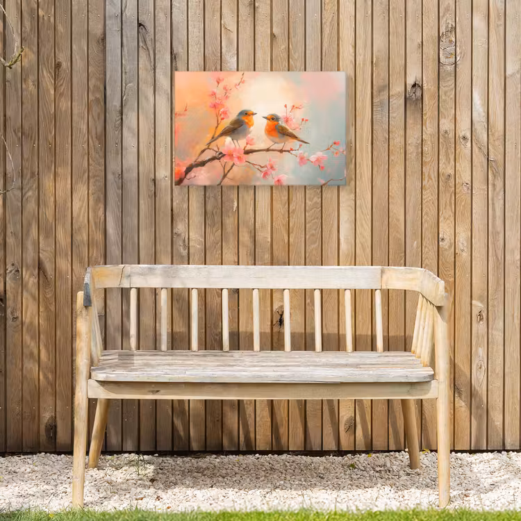 Buiten canvas - Roodborstjes - Sierlijk - Bloesemtak — 3