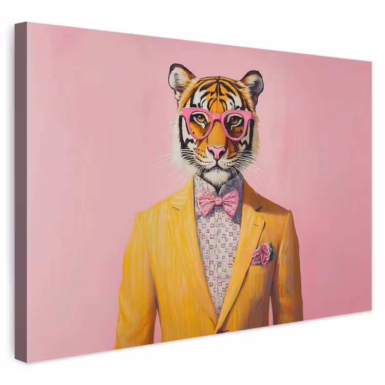 Buiten canvas - Tijger - Bril - Geel - Jasje — 1