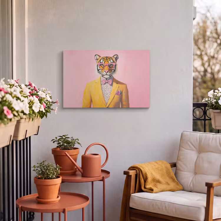 Buiten canvas - Tijger - Bril - Geel - Jasje — 4