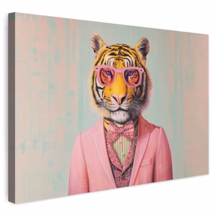 Buiten canvas - Tijger - Strik - Jasje - Roze — 1