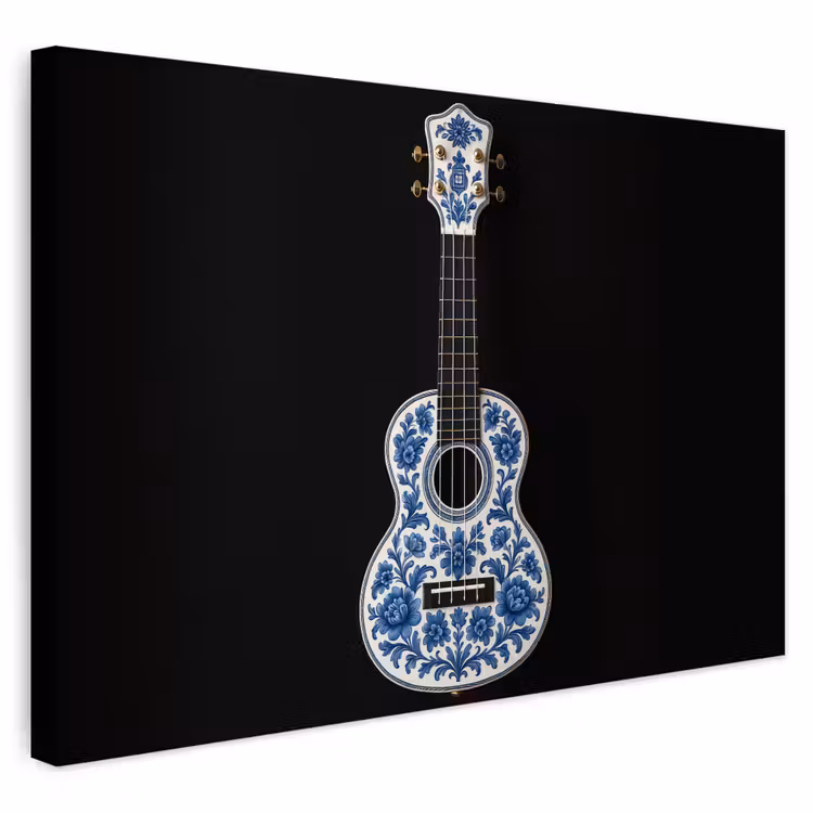 Buiten canvas - Ukelele - Delfts - Blauw - Muziek — 1