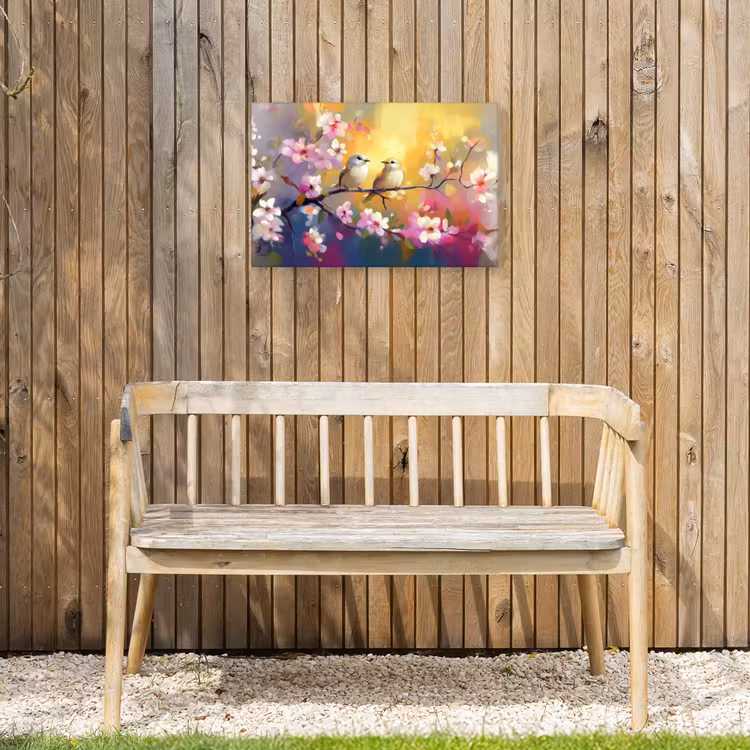 Buiten canvas - Vogels - Bloemen - Roze — 3