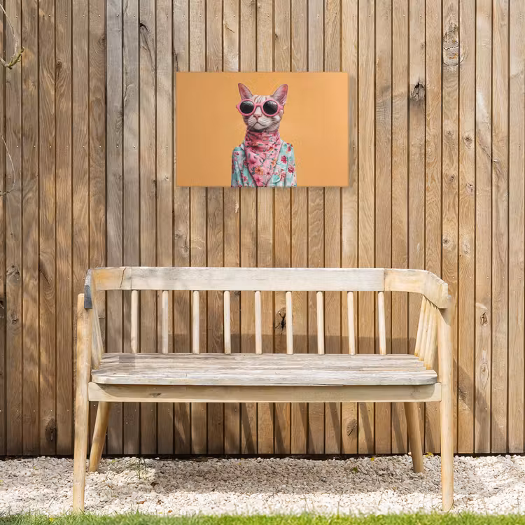Buiten canvas - Zonnebril - Kat - Sjaal - Bloemen — 3
