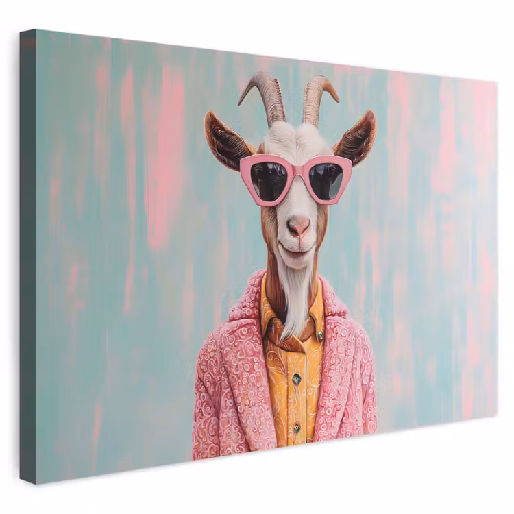 Buiten canvas - Zonnebril - Roze - Geit - Horen — 1
