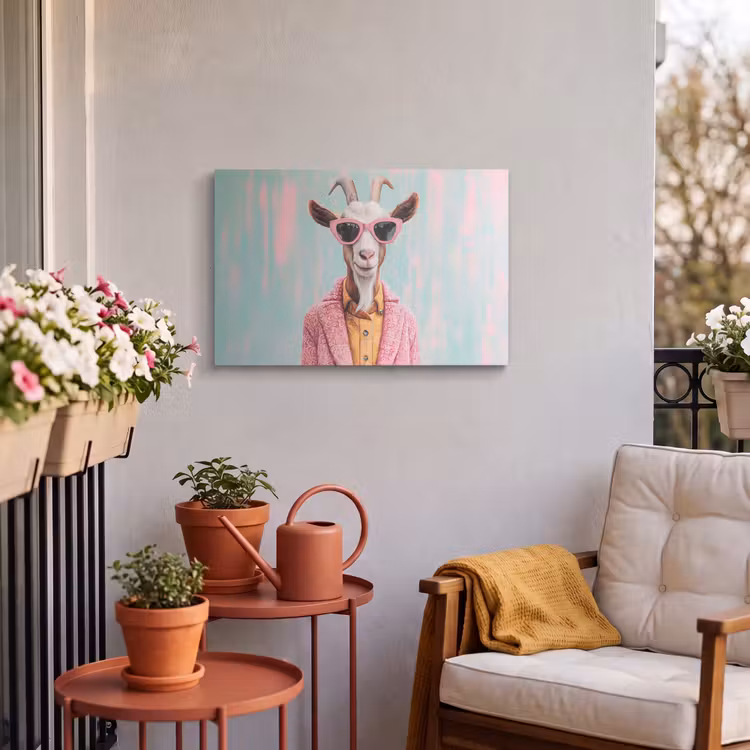 Buiten canvas - Zonnebril - Roze - Geit - Horen — 4