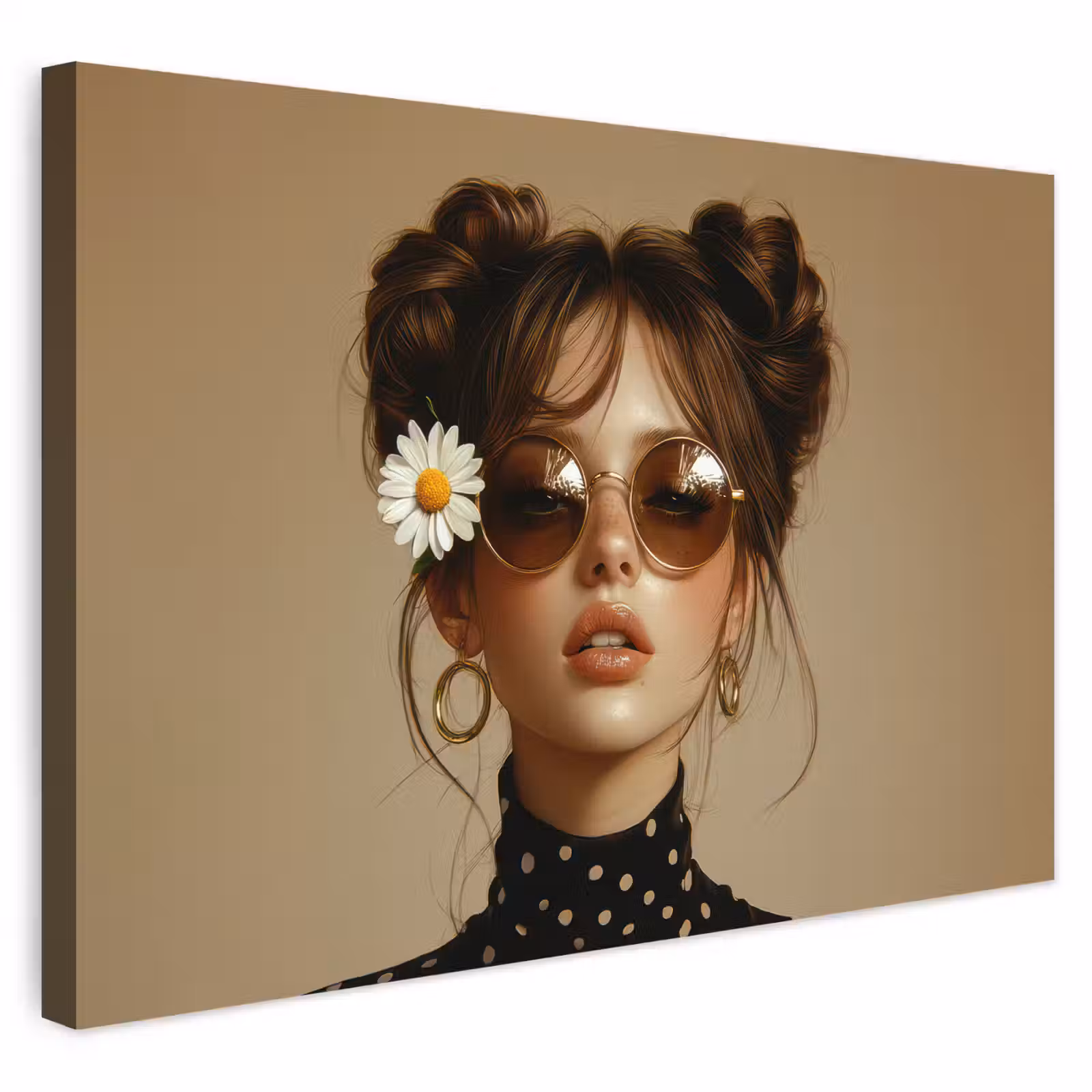 Buiten canvas - Vrouw - Beige - Bloem - Modern - Portret — 1