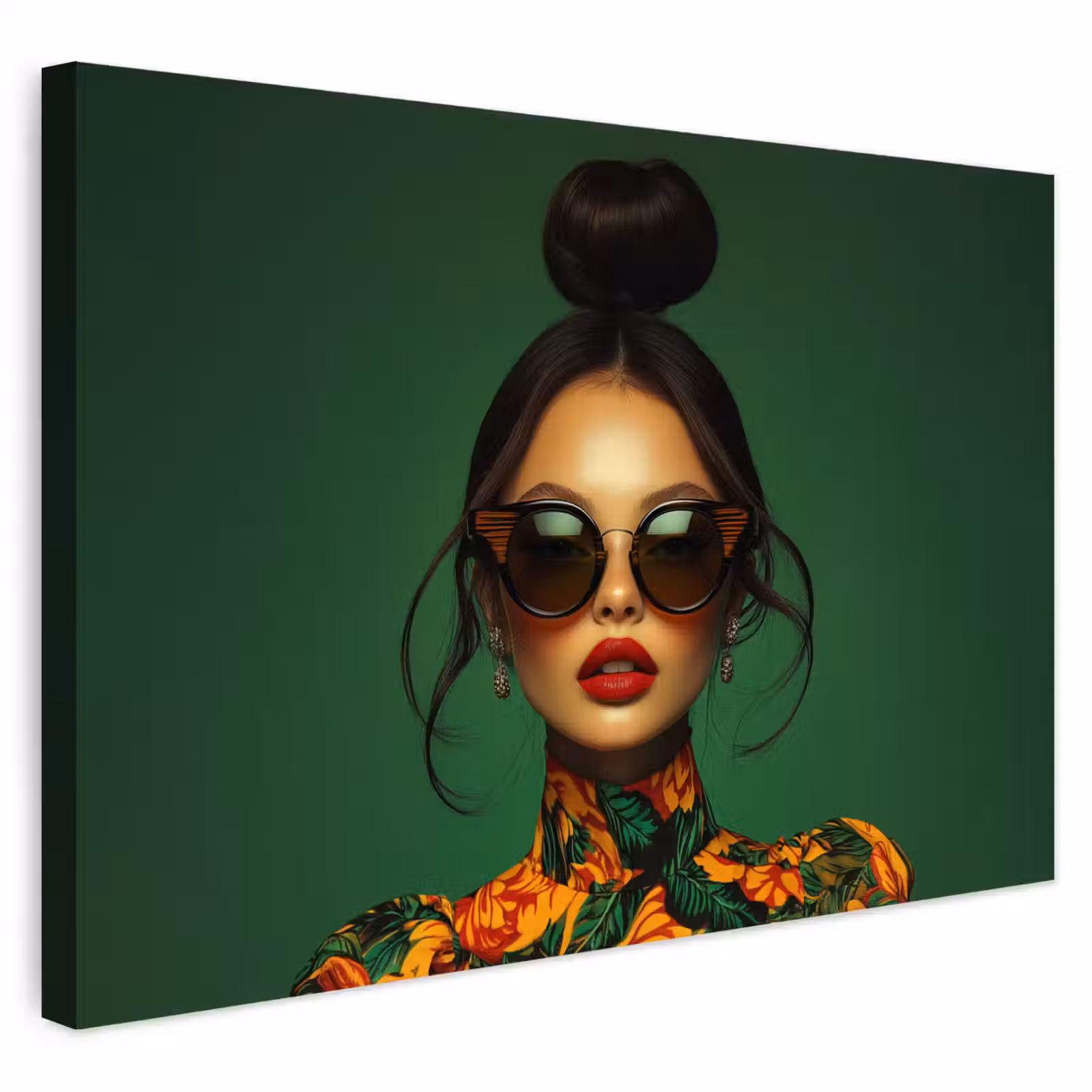 Buiten canvas - Vrouw - Groen - Modern - Bril - Abstract — 1