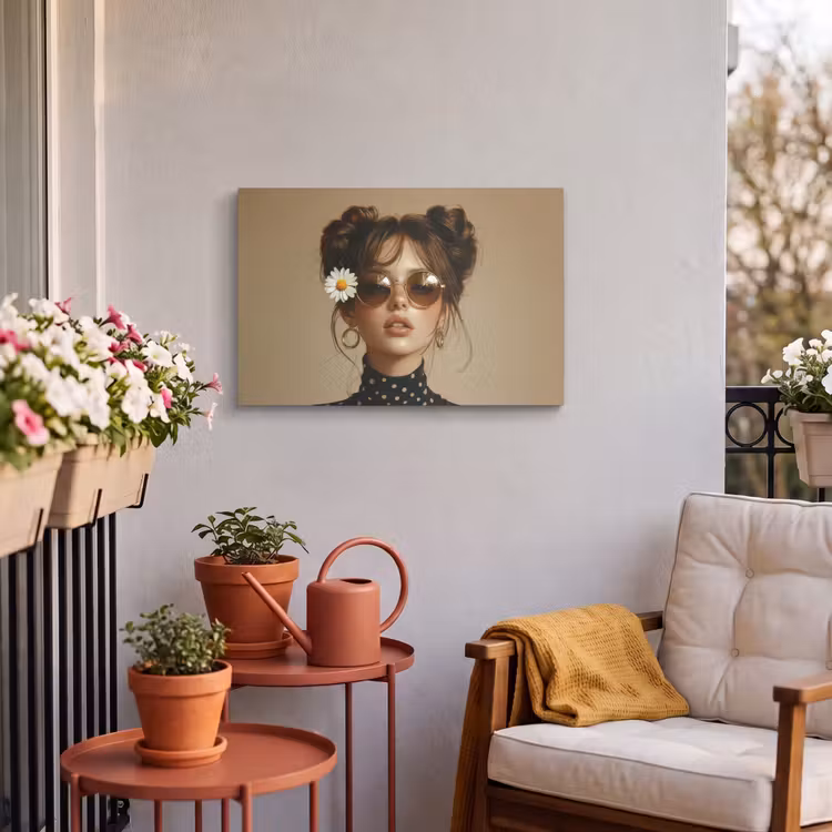 Buiten canvas - Vrouw - Beige - Bloem - Modern - Portret — 4