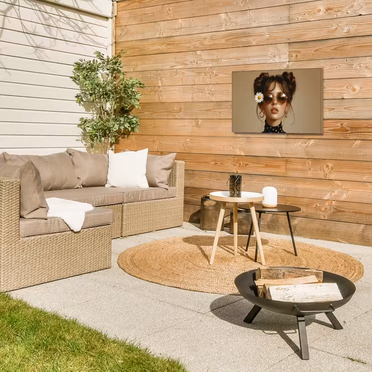 Buiten canvas - Vrouw - Beige - Bloem - Modern - Portret — 5