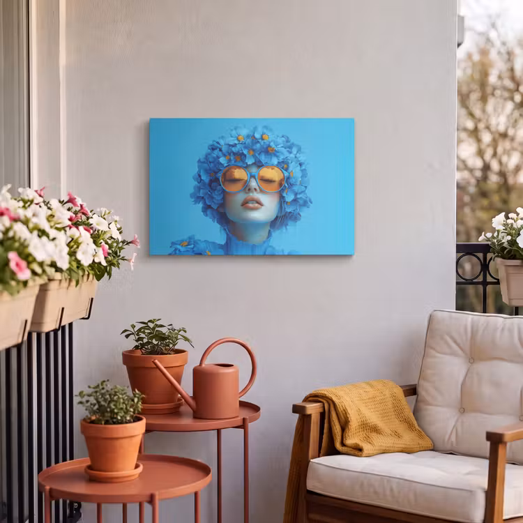 Buiten canvas - Vrouw - Bloem - Blauw - Modern - Bril - Portret — 3