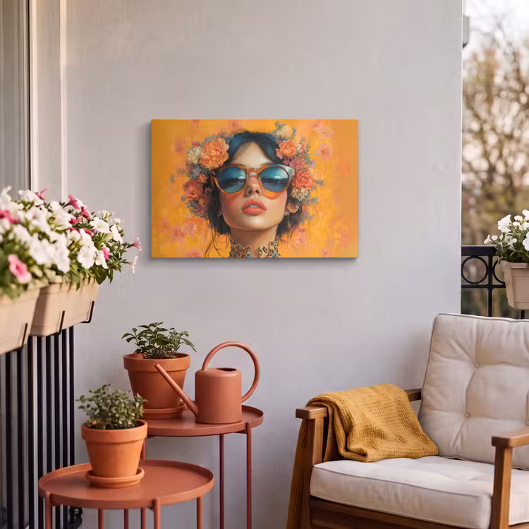 Buiten canvas - Vrouw - Bloemen - Aesthetic - Oranje — 3