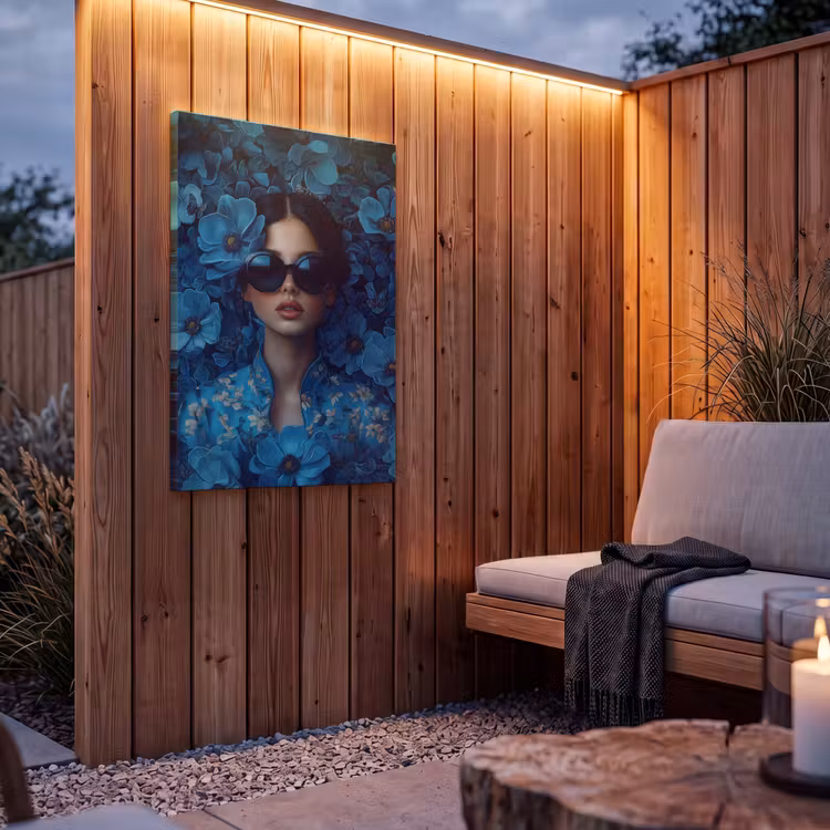 Buiten canvas - Vrouw - Bloemen - Blauw - Aesthetic - Luxe — 4
