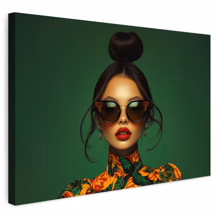 Buiten canvas - Vrouw - Groen - Modern - Bril - Abstract — 1