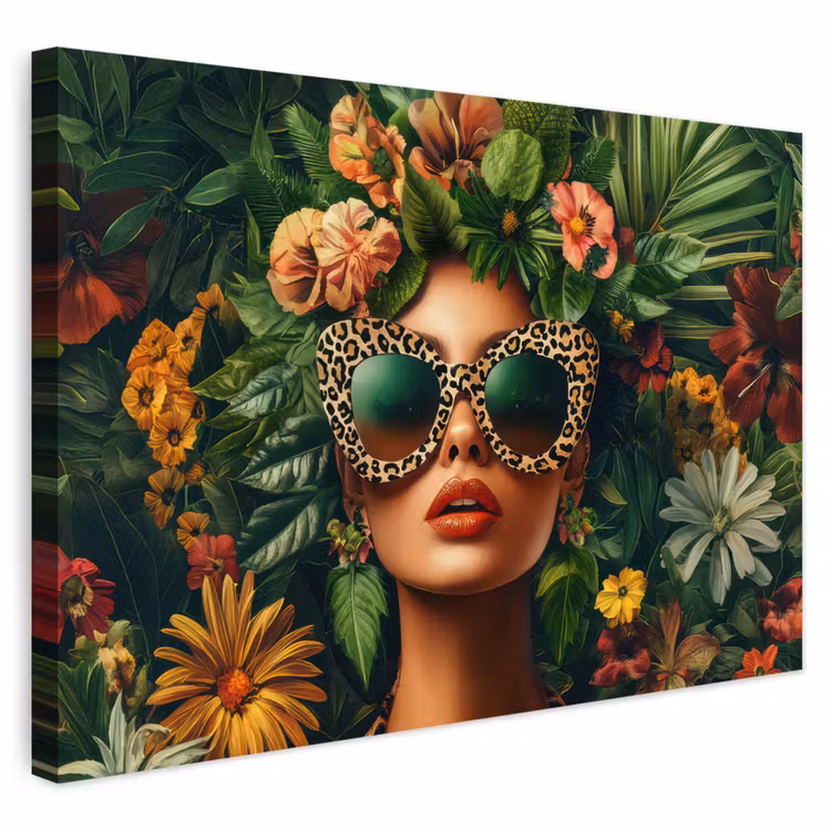Buiten canvas - Vrouw - Panterprint - Jungle - Natuur - Luxe — 1