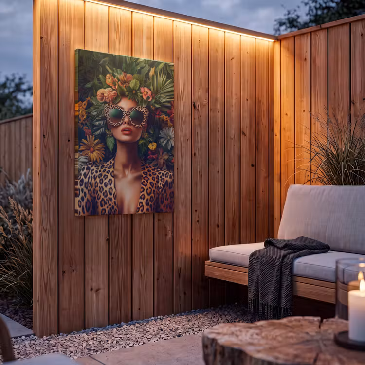 Buiten canvas - Vrouw - Panterprint - Jungle - Natuur - Luxe — 4