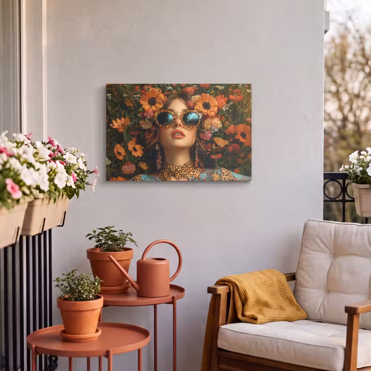 Buiten canvas - Vrouwen - Bloemen - Modern - Bril - Abstract — 4