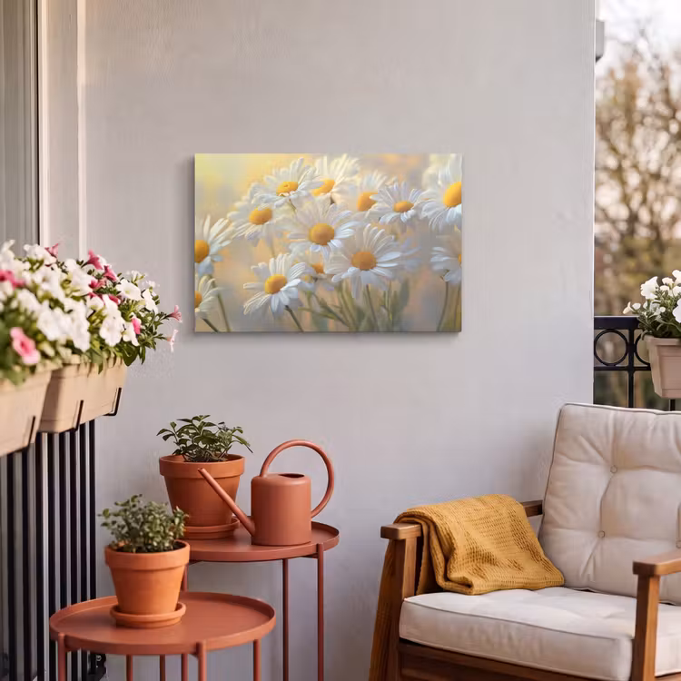 Buiten canvas - Madeliefjes - Wit - Zonlicht — 4