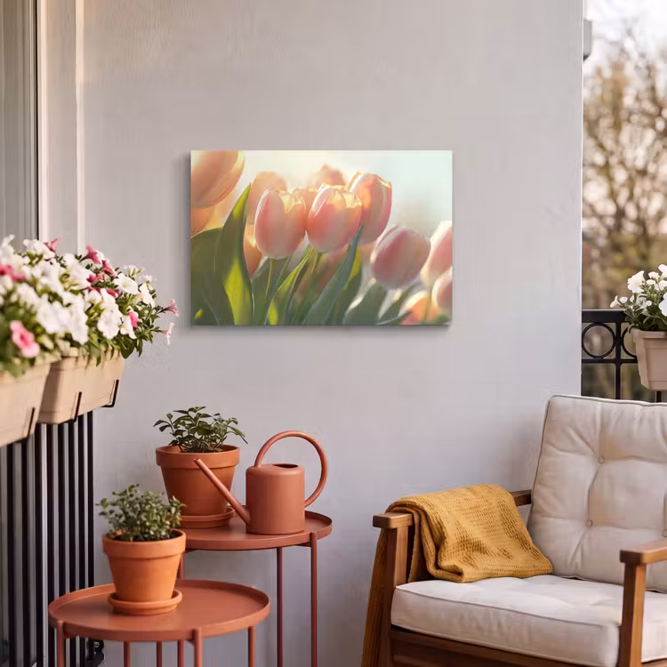 Buiten canvas - Tulpen - Roze - Zonnestralen — 3