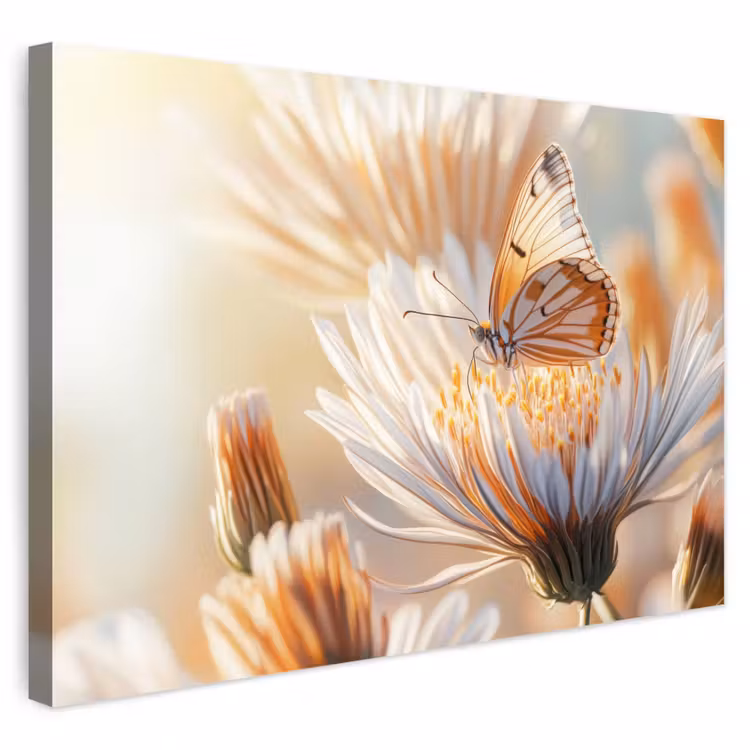Buiten canvas - Vlinder - Bloem - Oranje — 1