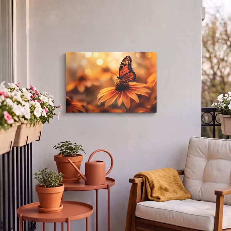 Buiten canvas - Vlinder - Bloemen - Oranje — 4