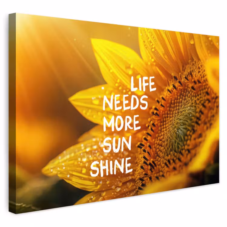 Buiten canvas - Zonnebloem - Close up - Geel - Quote — 1