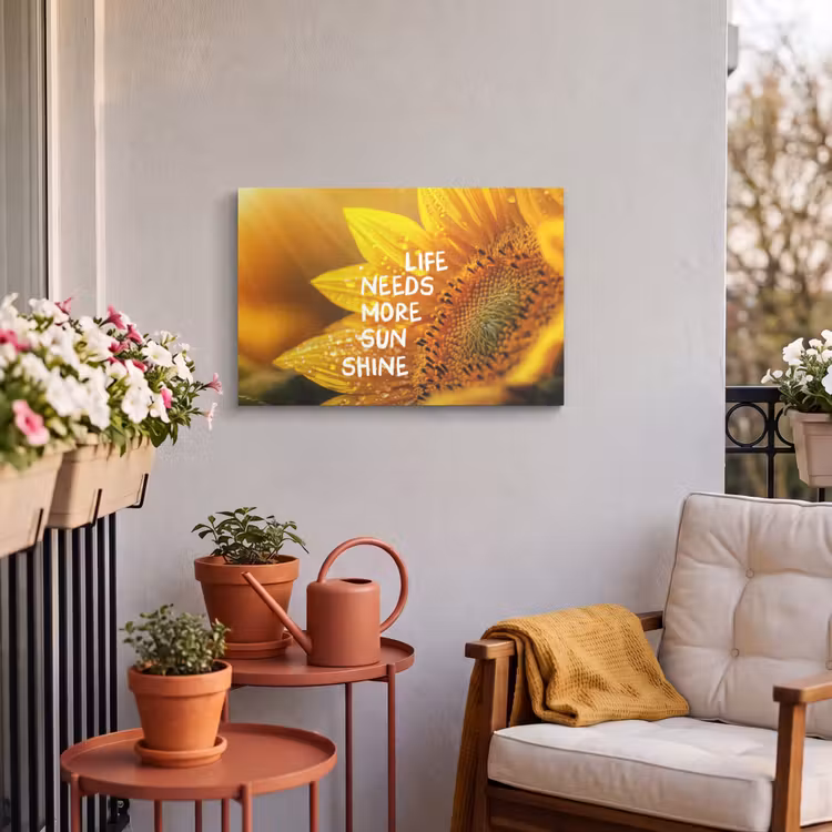 Buiten canvas - Zonnebloem - Close up - Geel - Quote — 4