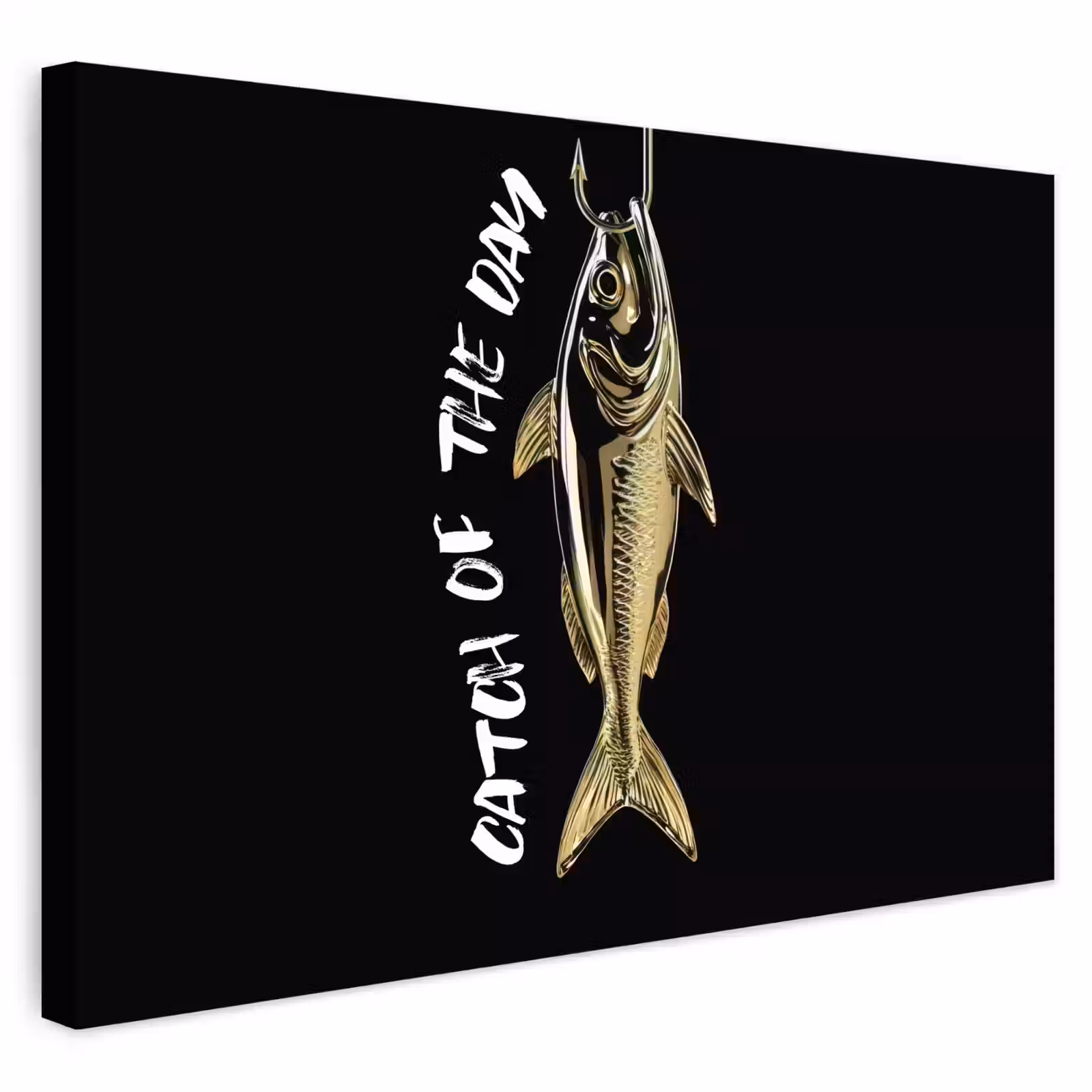 Buiten canvas - Vis - Zwart - Goud - Tekst — 1