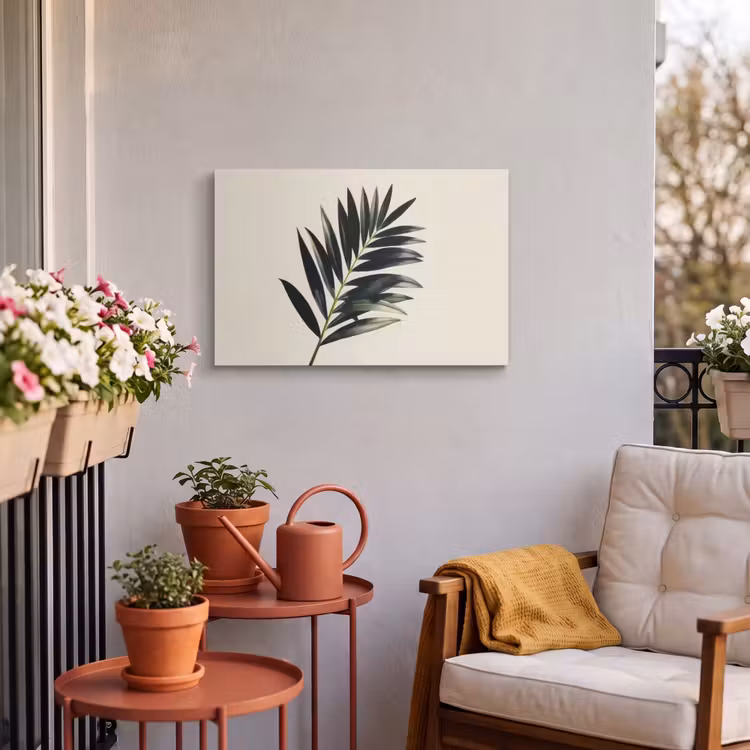Buiten canvas - Palmblad - Subtiel - Groen - beige — 3