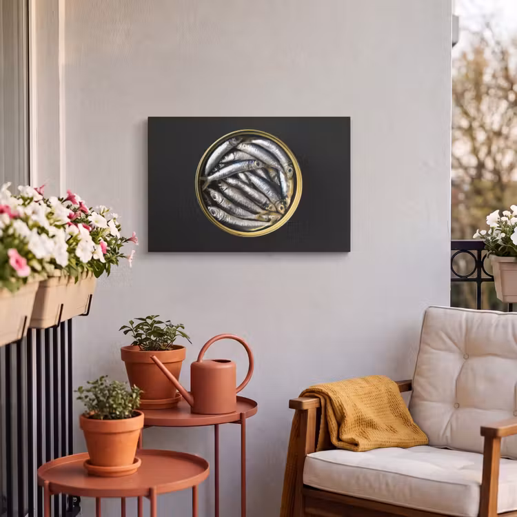 Buiten canvas - Sardines - Vissen - Rond - Zwart — 3
