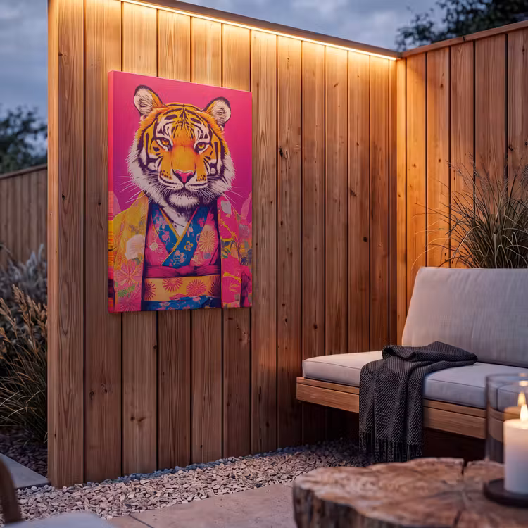 Buiten canvas - Tijger - Kimono - Planten - Roze — 4