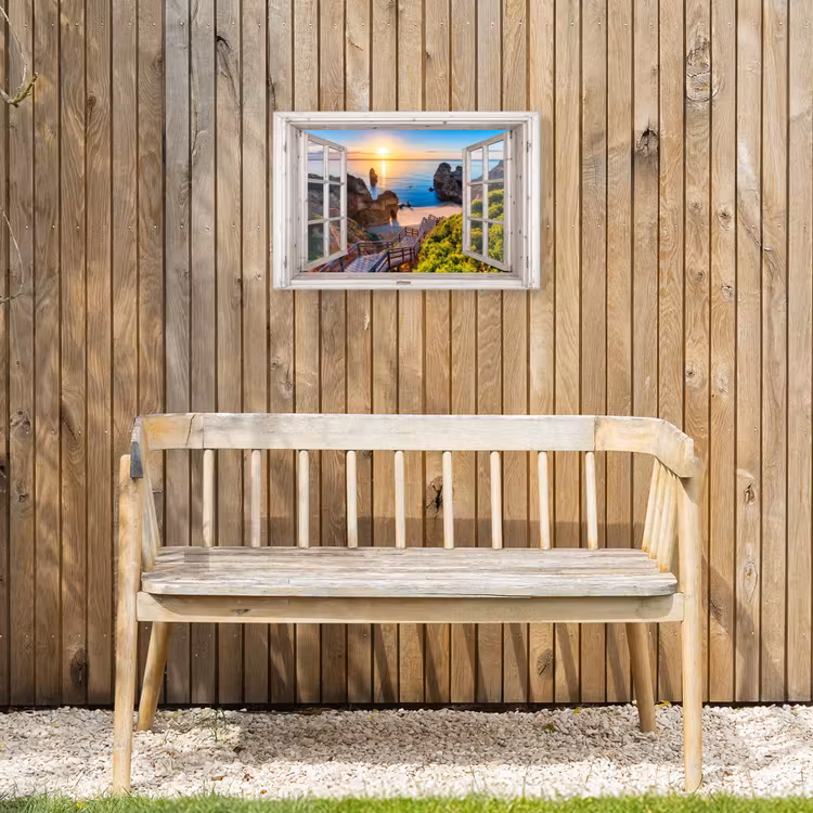 Buiten canvas - Uitzicht op Rotsachtig Strand bij Zonsondergang — 3